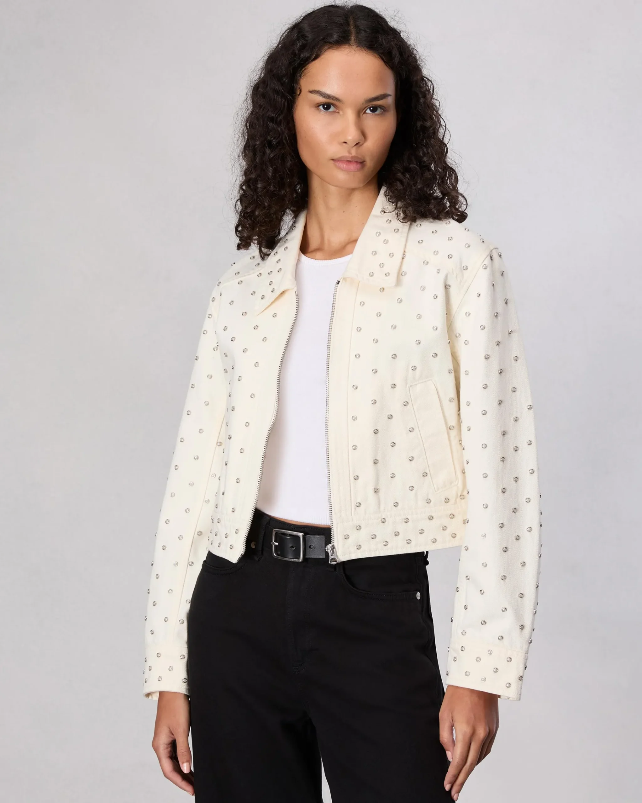 Sale Anya Studded Denim Jacket Women Jackets & Coats