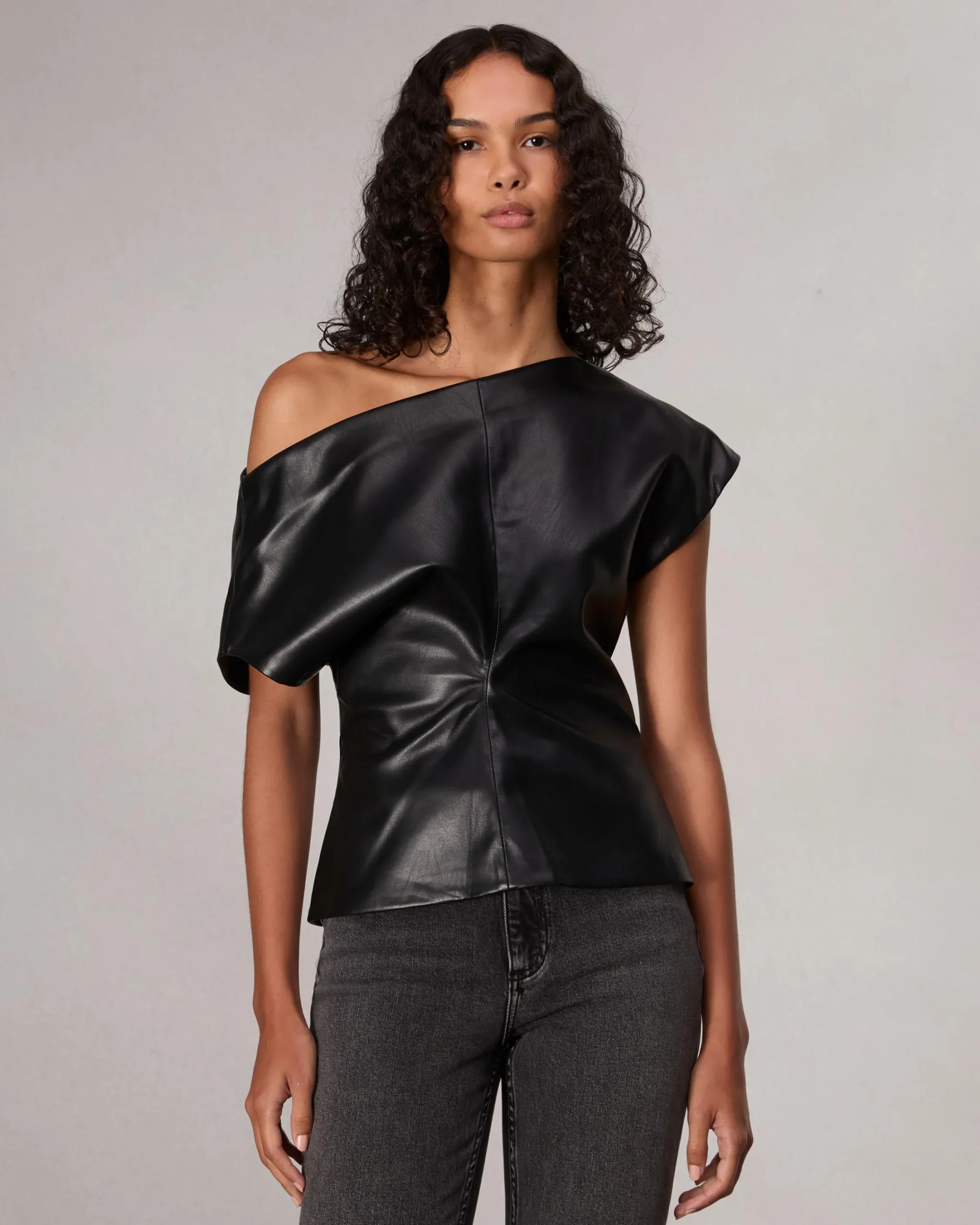 Store Eleanor Faux Leather Top Women Shirts & Tops