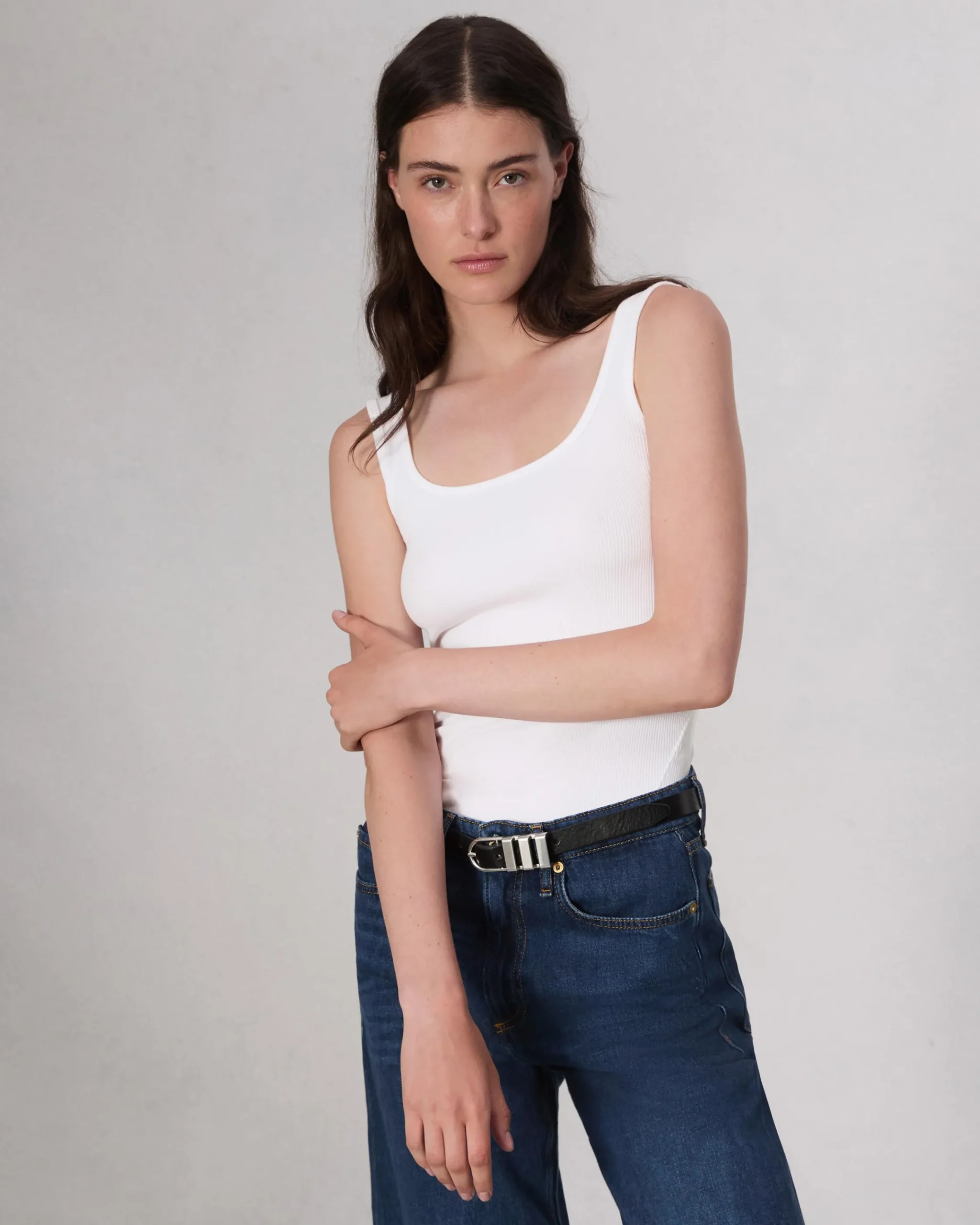 New Essential Rib Scoop Tank Women T-Shirts